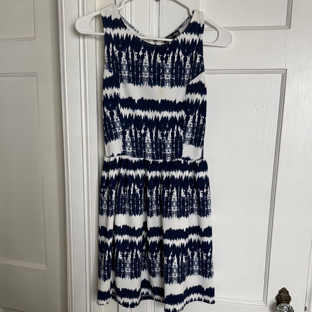 Aqua Navy and White Sleeveless Dress